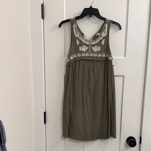 Miami Olive Green Embroidered Mini Dress